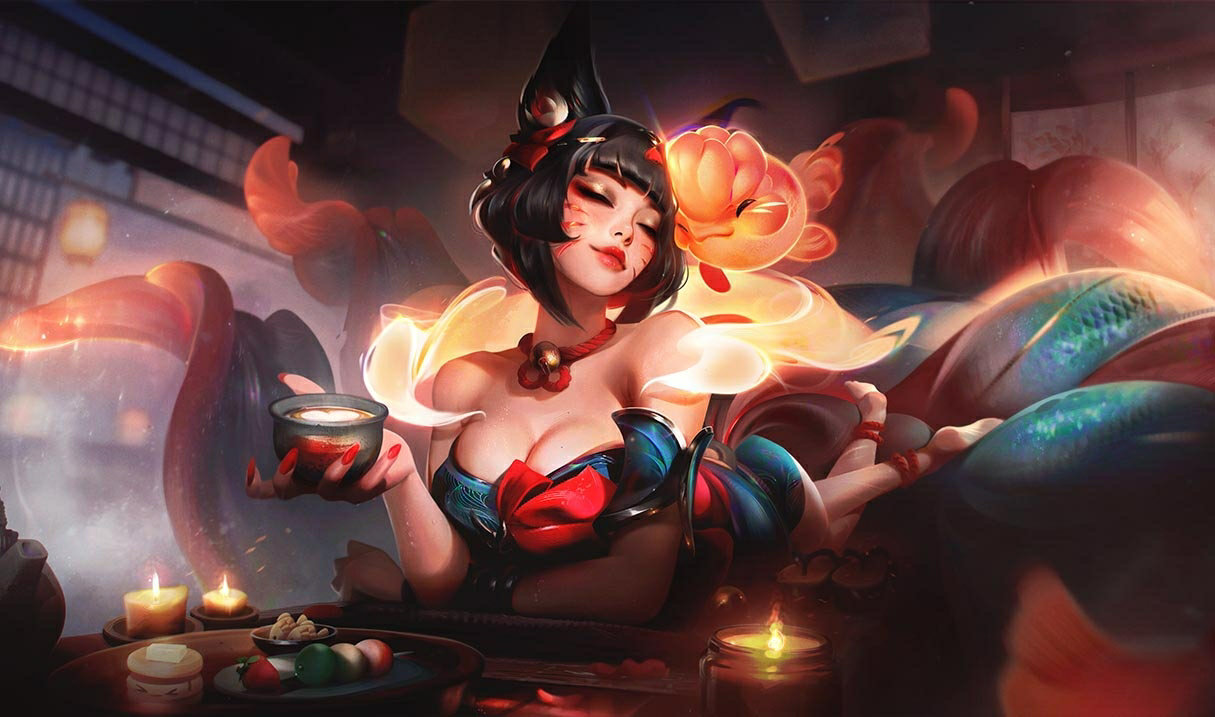 Ahri Termas Noturnas do Florescer Espiritual LoL skin Ahri Ahri Termas Noturnas do Florescer Espiritual League of Legends SplashArt