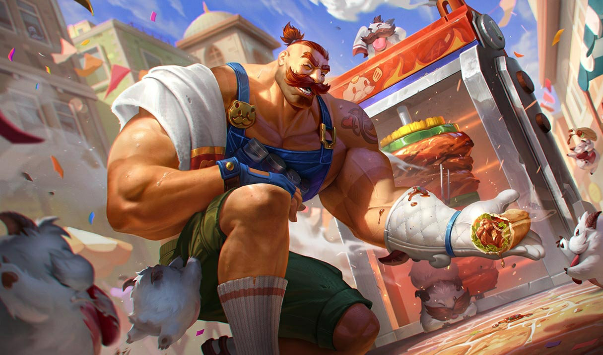 燒烤大王 布郎姆 LoL 造型 布郎姆 燒烤大王 布郎姆 League of Legends 英雄聯盟 skin SplashArt