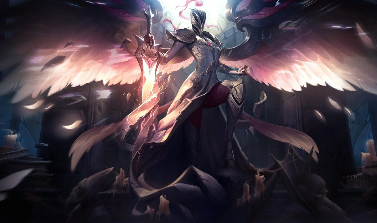 Zakladatelská Stříbrná Kayle LoL skiny Kayle Zakladatelská Stříbrná Kayle League of Legends skin SplashArt