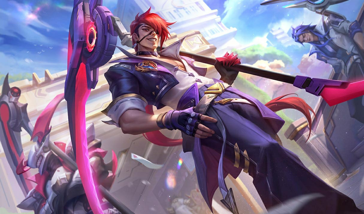 Kayn z Akademii Bojowej LoL skórki Kayn Kayn z Akademii Bojowej League of Legends skin SplashArt