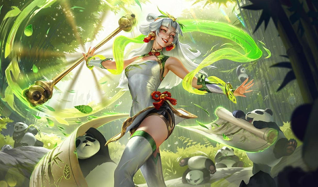 Lux pandástica LoL aspecto Lux Lux pandástica League of Legends skin SplashArt