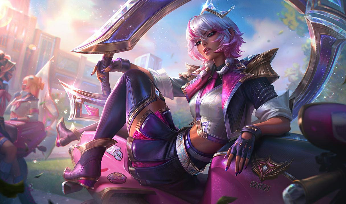 Qiyana academia de combate de prestigio LoL aspecto Qiyana Qiyana academia de combate de prestigio League of Legends skin SplashArt