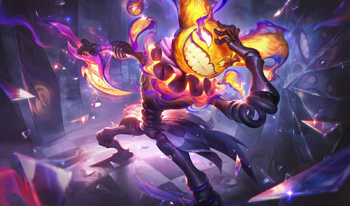 Prestižní Shaco ze Vřavy LoL skiny Shaco Prestižní Shaco ze Vřavy League of Legends skin SplashArt