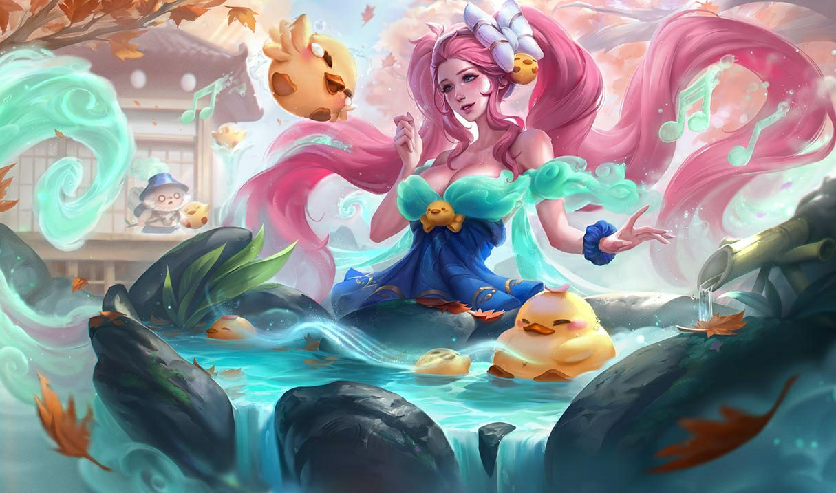 Lélekvirág-források Sona LoL hőskinézetek Sona Lélekvirág-források Sona League of Legends skin SplashArt
