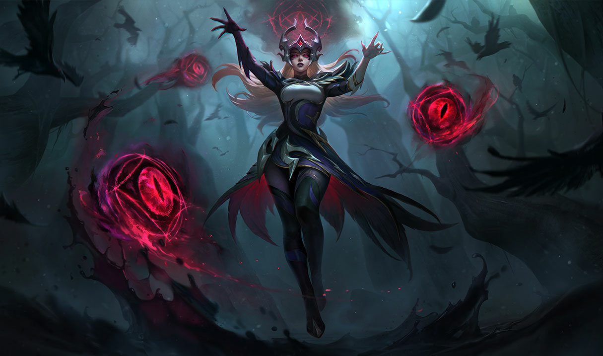 Okultní Syndra LoL skiny Syndra Okultní Syndra League of Legends skin SplashArt