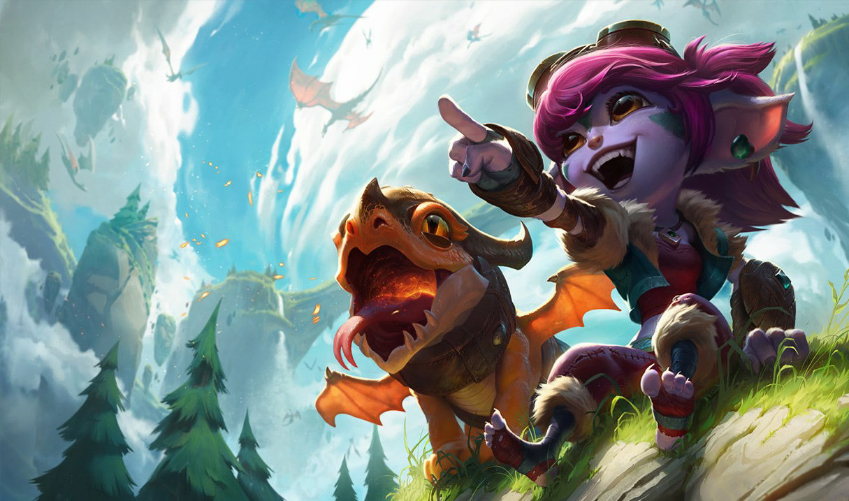 Ejderha Terbiyecisi Tristana LoL kostüm Tristana Ejderha Terbiyecisi Tristana League of Legends skin SplashArt
