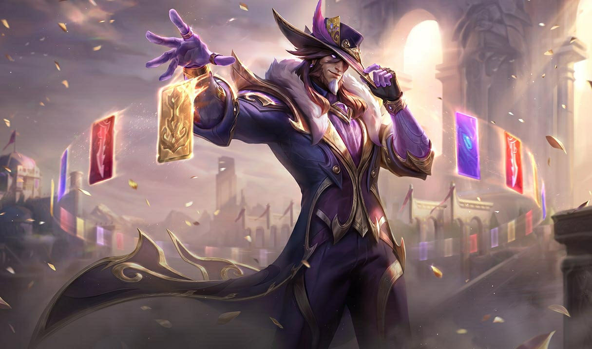 Şanlı Twisted Fate LoL kostüm Twisted Fate Şanlı Twisted Fate League of Legends skin SplashArt