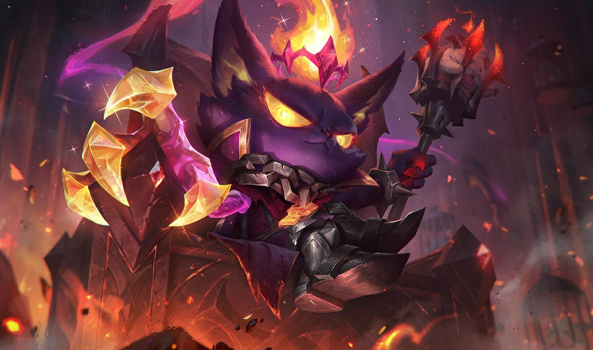 Prestižní Veigar z Magmatické jeskyně LoL skiny Veigar Prestižní Veigar z Magmatické jeskyně League of Legends skin SplashArt
