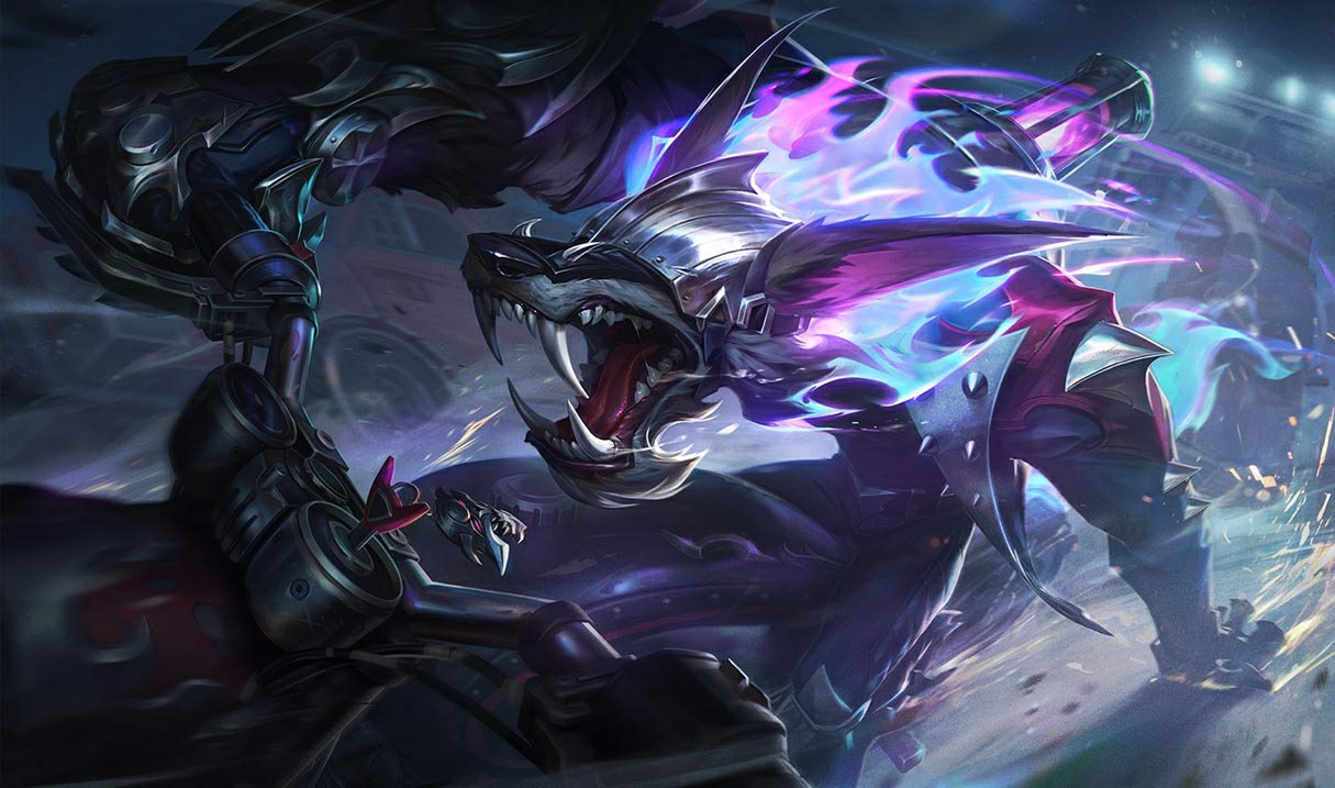 Ogar Wojny Warwick LoL skórki Warwick Ogar Wojny Warwick League of Legends skin SplashArt