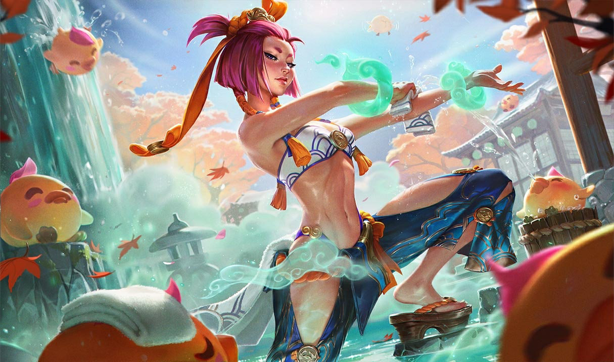 莲华温泉 芸阿娜 LoL 皮肤 芸阿娜 莲华温泉 芸阿娜 League of Legends 英雄联盟 skin SplashArt